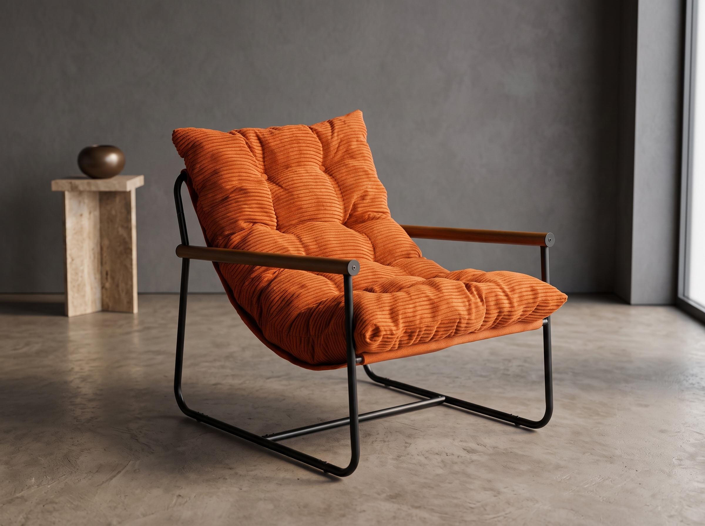 オレンジ　レトロ　サイドチェア Vintage Orange and Metal Chair - Etsy