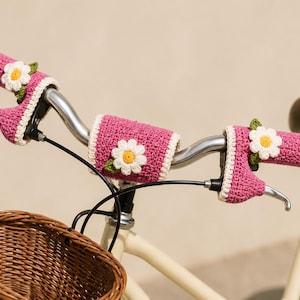 Crochet Bike Handlebar Cover Pattern, Daisy Bicycle Grip Decor, PDF