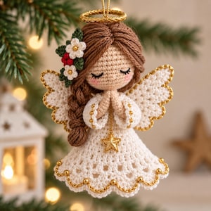 Crochet Angel Ornament Pattern, Christmas Angel, PDF