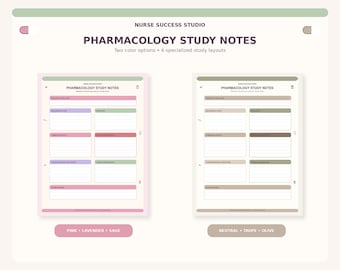 Pharmacology Nursing Study Notes, Medication Study Sheets, Drug Class Comparison, Nursing Student Printable PDF