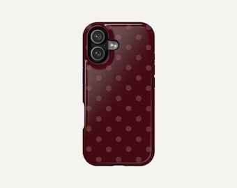Coque de téléphone à pois bordeaux | Coque à imprimé bordeaux rétro (iPhone, Samsung, Google)