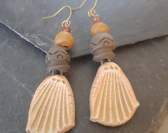 Boucles d'oreilles Beach Breeze Saint-Jacques - Bijoux en coquillage artisanaux