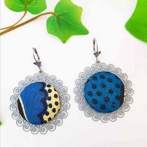 Boucles d'oreilles rondes ethniques, Grandes boucles d'oreilles en tissu africain wax, cadeau bijoux pour femme image 8