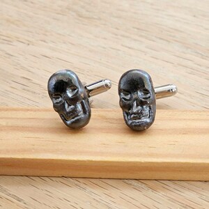 Rock Punk Skull Cufflinks Handmade Accessories for Alternative Style Black