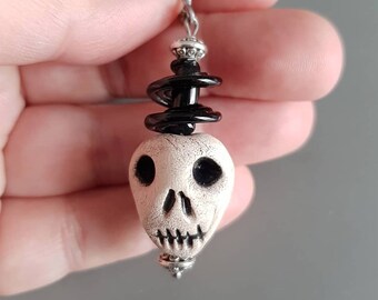 3d Skull earring, Skeleton head dangle for Men, Punk Mens Jewelry, Gothic gift man