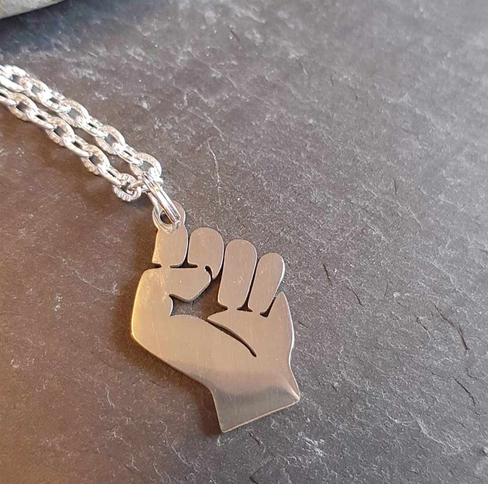 Power Raised Fist Necklace Resist Symbol Pendant Activism Etsy