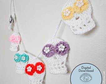 Sugar Skull Garland Crochet Pattern PDF – Beginner Friendly – Day of the Dead Decor – US Terms – Instant Download