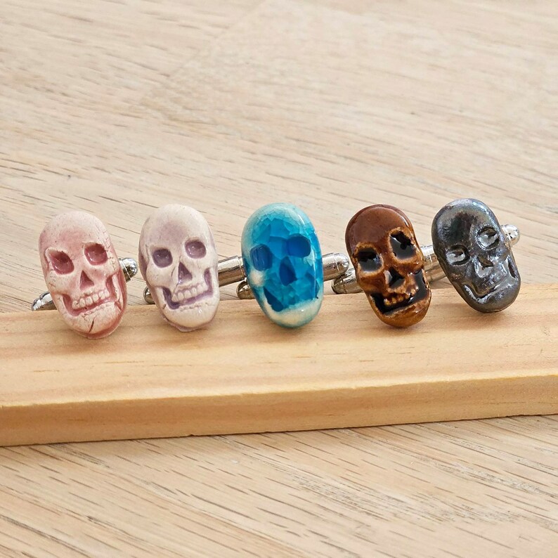 Rock Punk Skull Cufflinks Handmade Accessories for Alternative Style image 1