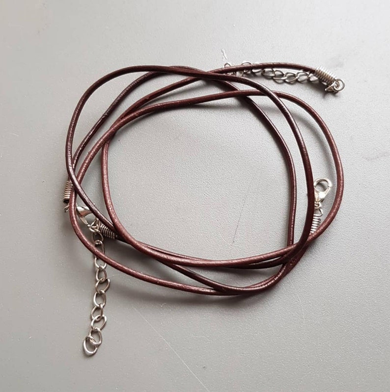 Viking Inspired Celtic Necklace with Artisan Wave Bead Norse Man Choker Brown Leather cord