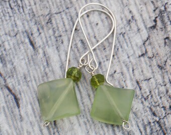Green jade twist and green Peridot earrings