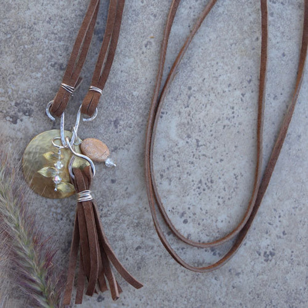 Marble And Leather Tassel Necklace