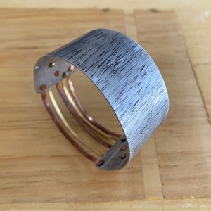 Aluminum and copper brass wire bangle bracelet cuff