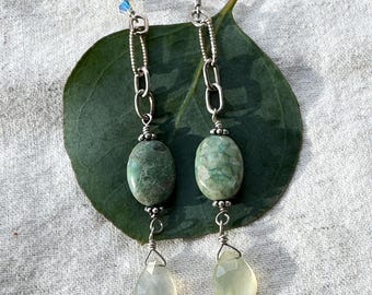 Chryscolla yellow chalcedony sterling silver earring