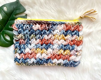 makeup bag, crochet pouch, crochet makeup bag, pencil pouch, lined zipper pouch, knit pencil case, notions bag, crochet tote