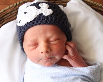 nautical beanie with whale applique - preppy crochet hat with whale - whale hat - baby knit hat - toddler knit beanie - photography prop