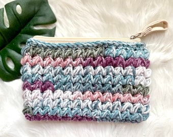 makeup bag, crochet pouch, crochet makeup bag, pencil pouch, lined zipper pouch, knit pencil case, notions bag, crochet tote