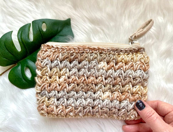 makeup bag, crochet pouch, crochet makeup bag, pencil pouch, lined zipper  pouch, knit pencil case, notions bag, crochet tote