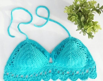 Lace bralette - crochet bralette - crochet swimsuit - halter top - crochet crop top - festival top -coachella  - summer crop top - bikini