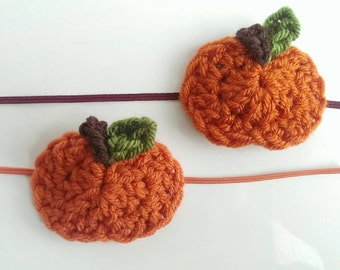 Pumpkin headband, crochet headband, baby READY to SHIP knit headband, pumpkin spice, toddler headband, fall headband, hair bow