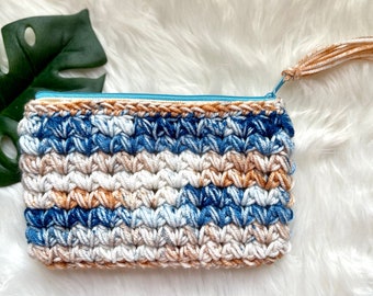 makeup bag, crochet pouch, crochet makeup bag, pencil pouch, lined zipper pouch, knit pencil case, notions bag, crochet tote