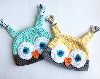 Crochet owl hat - knit owl beanie - newborn knit beanie - newborn photography prop - knit owl toque - owl baby beanie - handmade owl hat