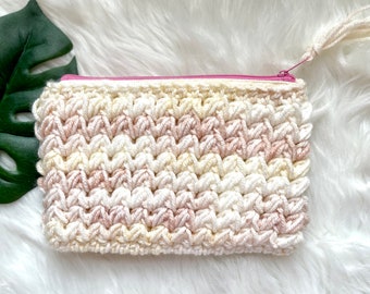 makeup bag, crochet pouch, crochet makeup bag, pencil pouch, lined zipper pouch, knit pencil case, notions bag, crochet tote