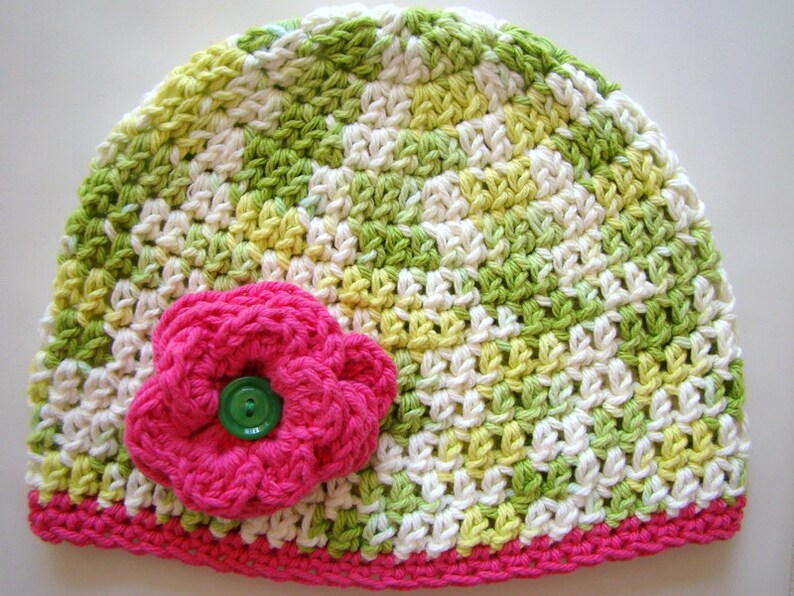 Crochet Springtime Beanie Knit Flower Hat Handmade Crochet Etsy