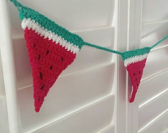 Watermelon Bunting - crochet watermelon garland - Knit baby bunting - Nursery Decor - Party Banner - Watermelon Banner for Baby - Photo Prop