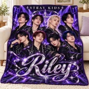 Personalized S1ray K1ds Blanket, Custom Name Flannel Throw, Pastel Cloud Design, Gift for STAY