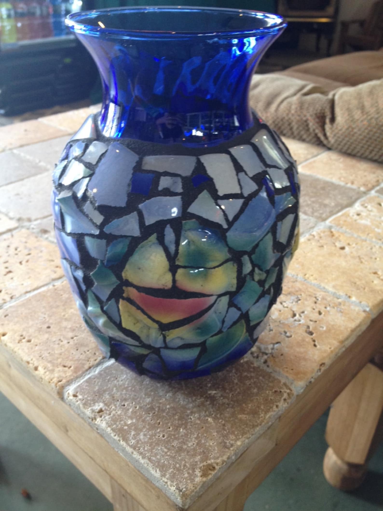 Mosaic Flower Vase Blue Vase Mosaic OOAK Etsy