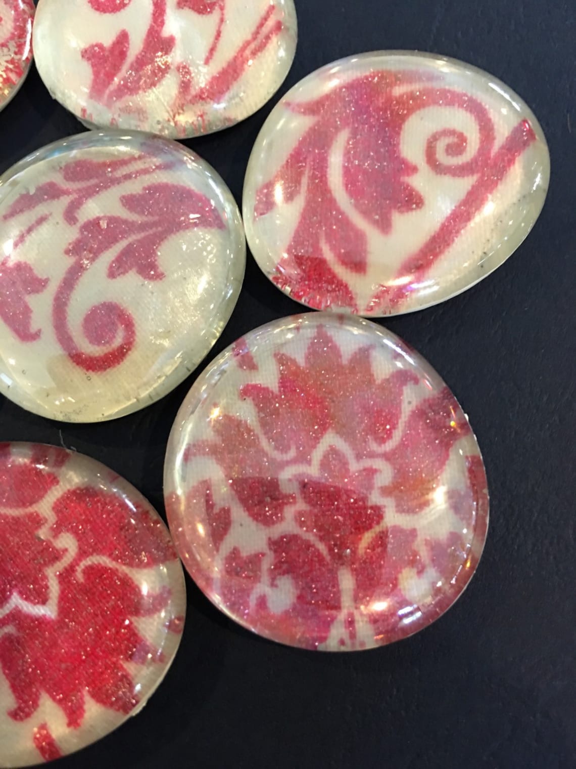 Glass Gems Flowers Leafs Pink 1 Gems 12 Gems One Inch Etsy