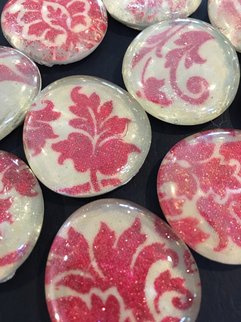 Glass Gems Flowers Leafs Pink 1 Gems 12 Gems One Inch Etsy