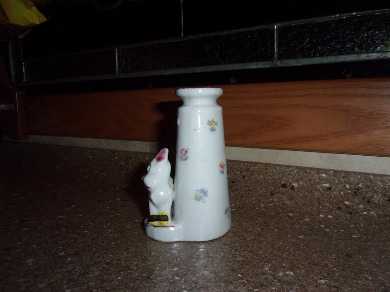 Bud Vase dog and bird Made in Japan 1950s vintage collectible animal vases