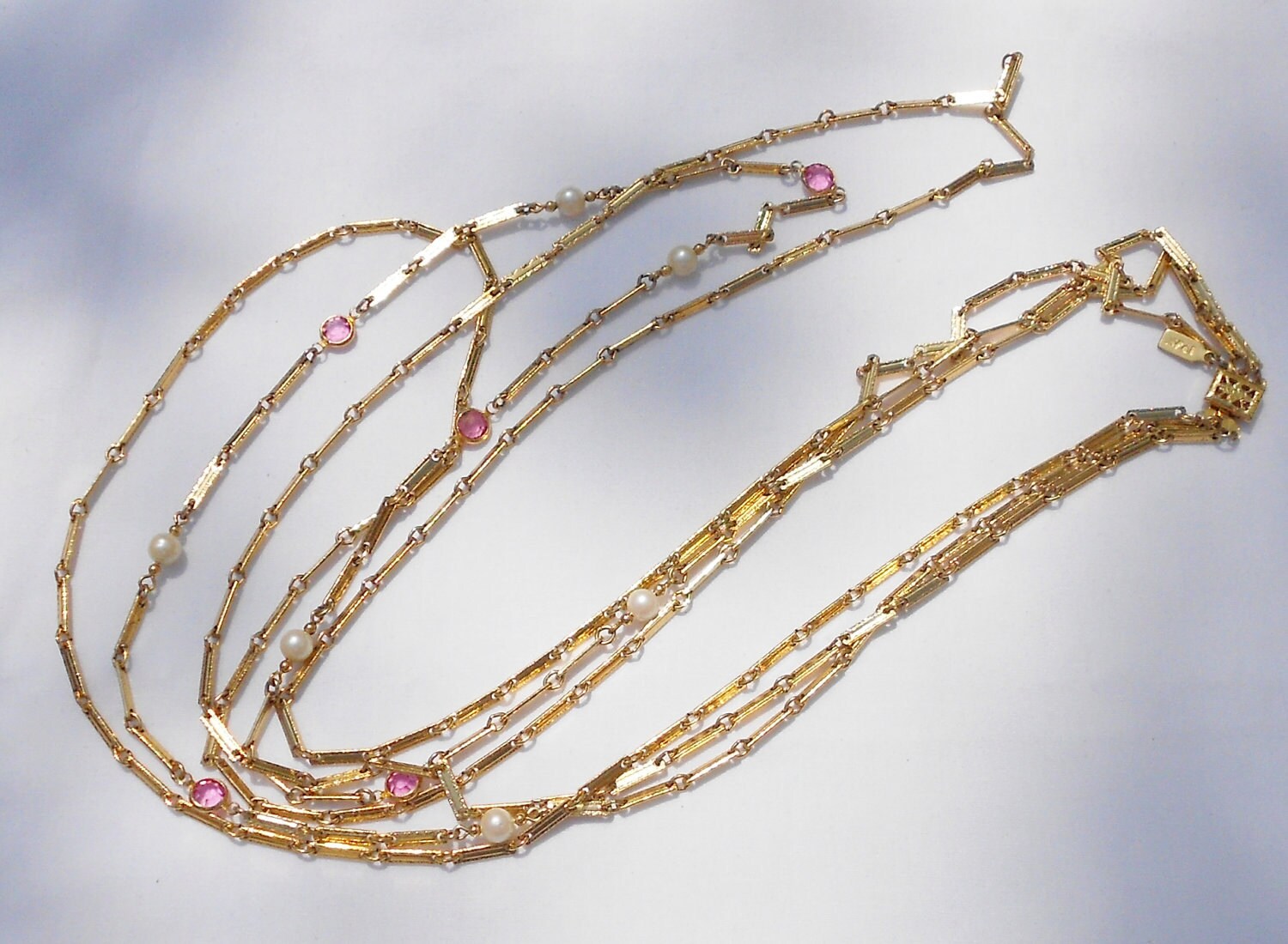 vintage preppy necklace by 1928 three strands gold links with Etsy
