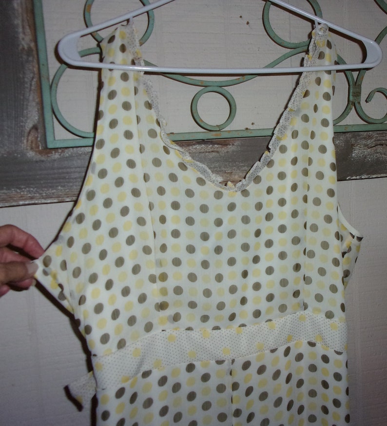 Vintage Jonathan Martin white sheer with yellow and light brown polka dots wrap dress Tea Party dresses with a 1930s style from the 1990s