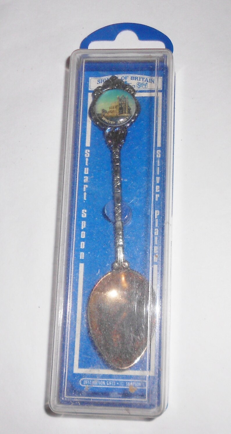 1950s silver plated souvenir spoon Britain/'s Whitby Abbey in original case