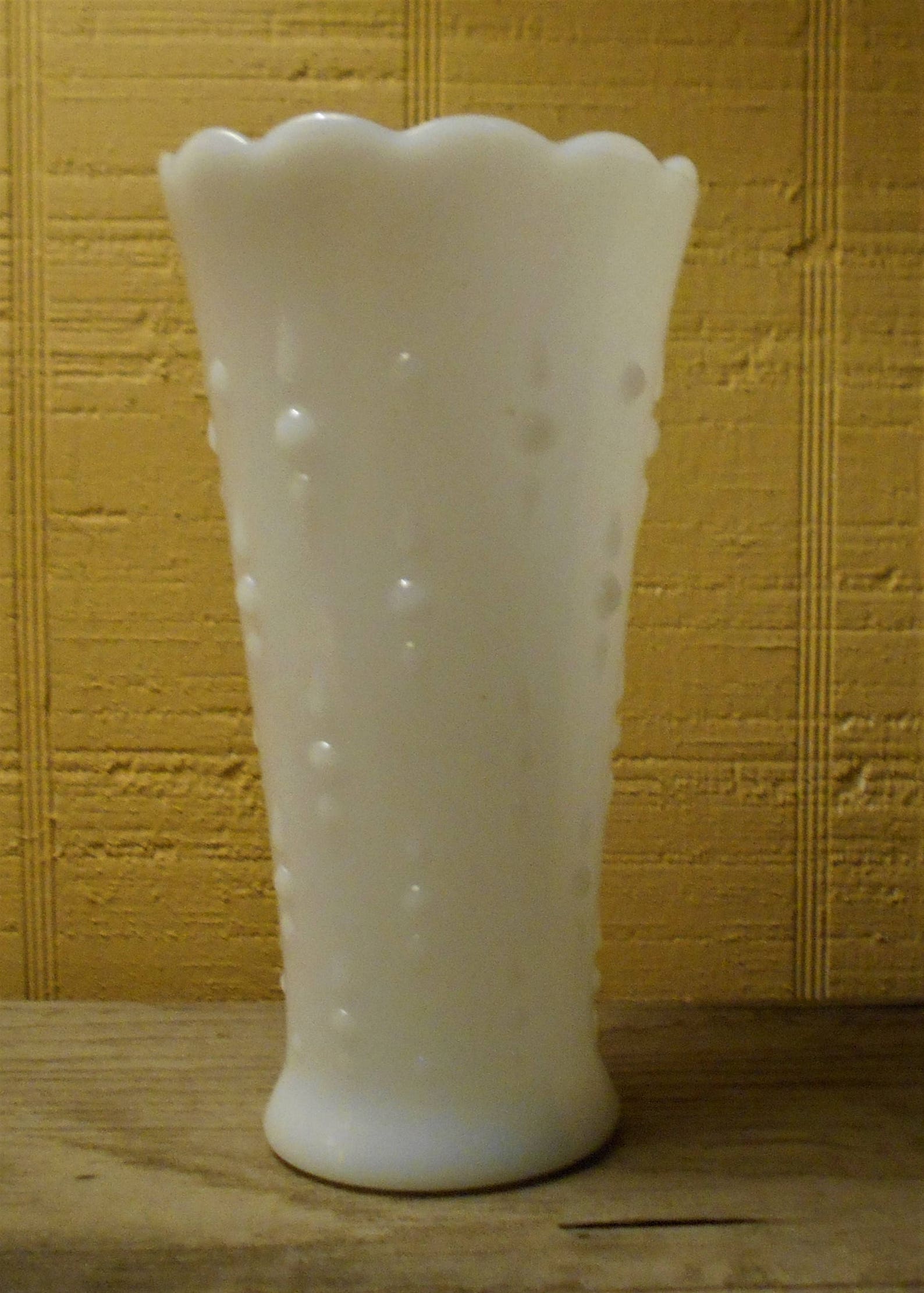 Vintage White Milk Glass Flower Vase by Anchor Hocking in Dots Etsy
