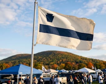 The Classic | Keystone Tailgate Flag | Pennsylvania Stripe Flag | 3x5 Ft Navy and White