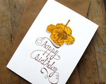 The brown ribbon birthday - Letterpressed card