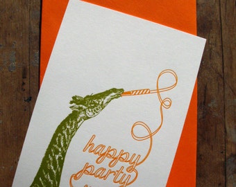 Año de la fiesta feliz - Letterpressed tarjeta
