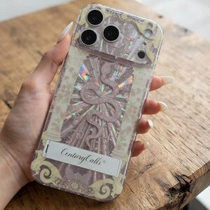 Medusa Snake Holografiskt iPhone-skal med stativ, Rosa ormtelefonskal, Aurora IMD-skal, Mytologipresent till henne