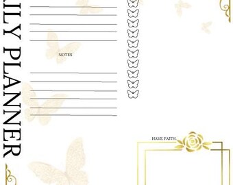 Gold Flower & Butterfly Daily Planner