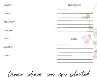Grow Where You Are Planted Weekly Planner