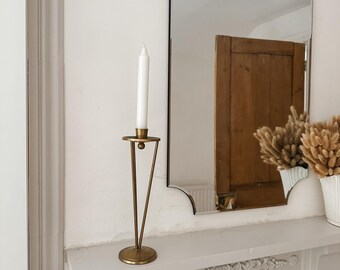 Vintage Brass Candlestick Holder 1970s Minimalist Design Gold Candle Holder Mid Century Modern Home Decor