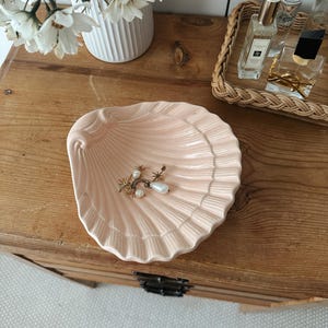 Vintage Keramik Snäckskål – Persiko Rosa Art Deco Kustskål