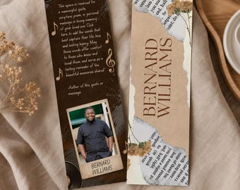 Funeral Bookmark Template, Editable Canva Memorial Bookmark, 2x6 Printable