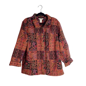Vintage Stonebridge Tapestry Patchwork Jacket Paisley Boho Grandmacore Y2K