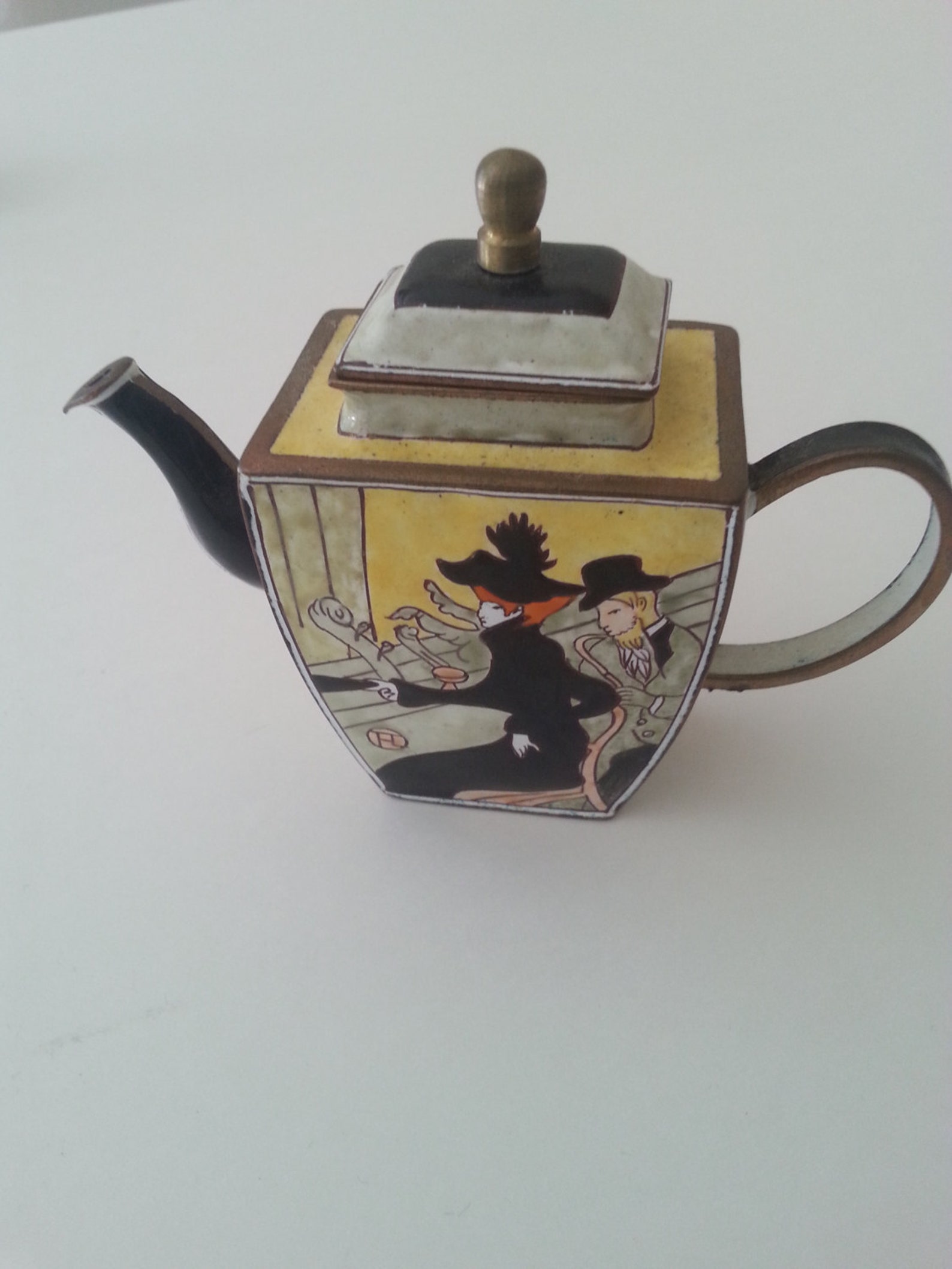 Kelvin Chen MIniature Teapot Enamel on Brass Toulouse Etsy