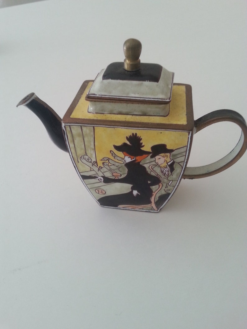 Kelvin Chen MIniature Teapot Enamel on Brass Toulouse Etsy