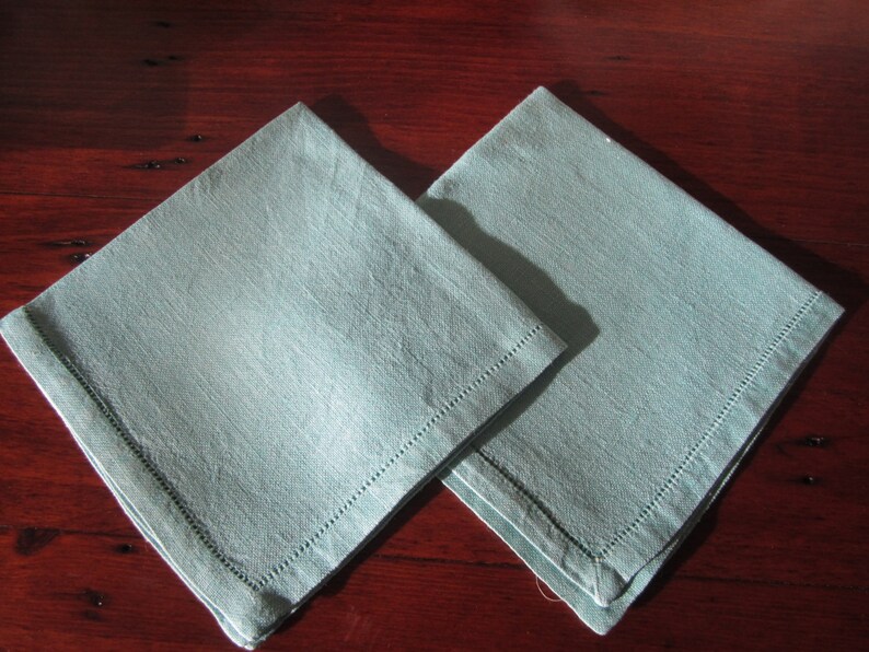 Vintage Linen Dinner Napkins Serviettes Linen Green Small Luncheon Large Dinner Wedding Gift Bridal Shower